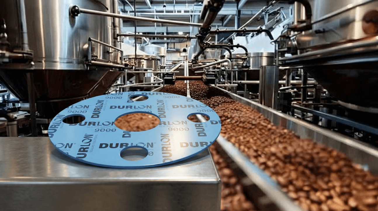 Durlon® 9000 PTFE gasket in a food-grade chocolate processing facility